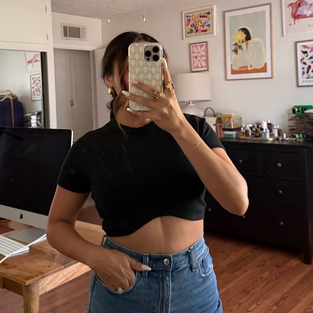 Glassons Cropped Curved Hem Tee